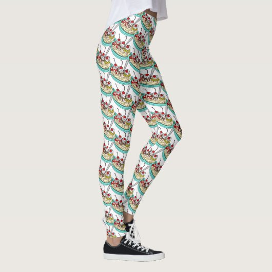 Cute Ice Cream Banana Split Leggings (Rechts)