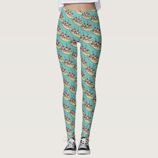 Cute Ice Cream Banana Split Leggings (Voorkant)