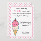 Cute Ice Cream Birthday Kaart (Voorkant / Achterkant)