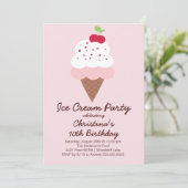 Cute Ice Cream Birthday Party Invitation Kaart (Staand voorkant)