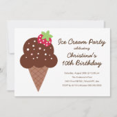 Cute Ice Cream Birthday Party Invitation Kaart (Voorkant)