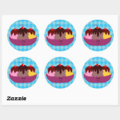 Cute Ice Cream Bowl Ronde Sticker (Vel)