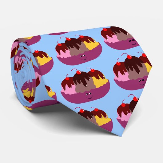 Cute Ice Cream Bowl Stropdas (Opgerold)