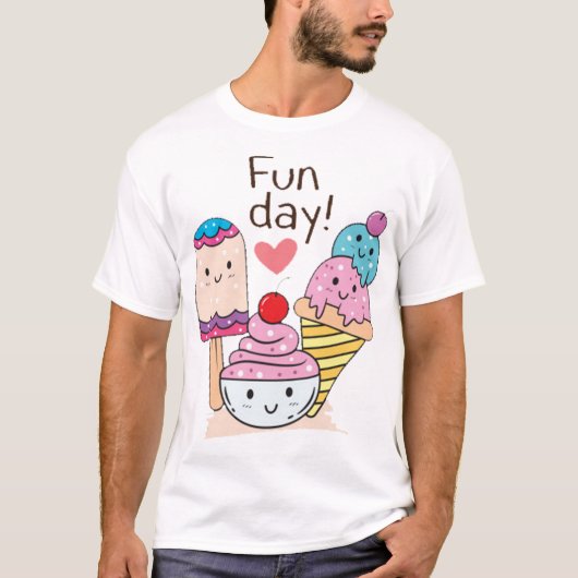 Cute ice cream cartoon t-shirt (Voorkant)