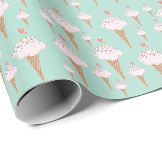 Cute Ice Cream Cone Cadeaupapier (Rol Hoek)