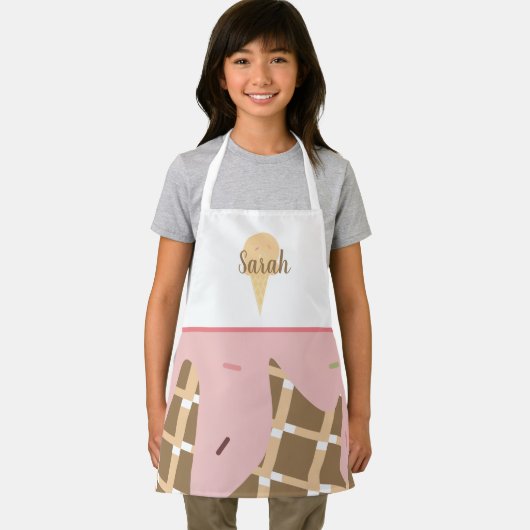 Cute Ice Cream Cone Melting Pink Sprinkles Roze Schort (Insitu)
