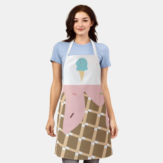 Cute Ice Cream Cone Melting Pink Sprinkles Schort (Gedragen)