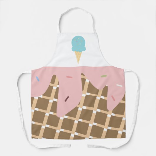 Cute Ice Cream Cone Melting Pink Sprinkles Schort (Voorkant)