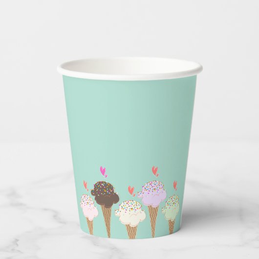 Cute Ice Cream Cone Papieren Bekers (Achterkant)