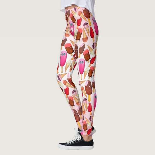 Cute Ice Cream Cone Popsiche Monogram Sweets Leggings (Links)