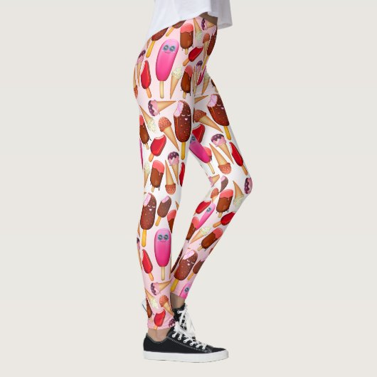 Cute Ice Cream Cone Popsiche Monogram Sweets Leggings (Rechts)