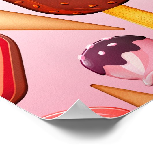 Cute Ice Cream Cone Popsiche Monogram Sweets Poster (Hoek)