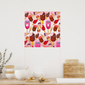 Cute Ice Cream Cone Popsiche Monogram Sweets Poster (Keuken)