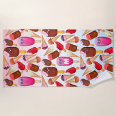 Cute Ice Cream Cone Popsicle Monogram Behandelinge Strandlaken (Voorkant)