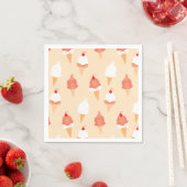 Cute Ice Cream Cone Sprinkles and Cherry Pattern Servet (Insitu)