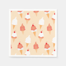 Cute Ice Cream Cone Sprinkles and Cherry Pattern Servet
