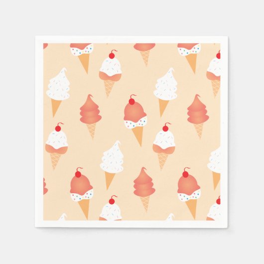 Cute Ice Cream Cone Sprinkles and Cherry Pattern Servet (Voorkant)