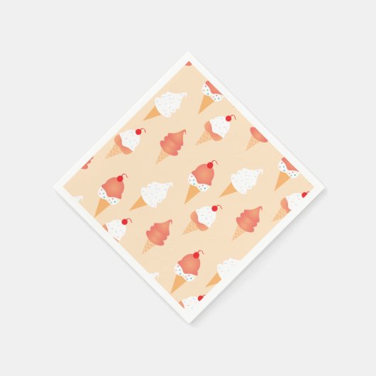 Cute Ice Cream Cone Sprinkles and Cherry Pattern Servet (Hoek)