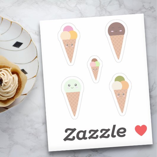 Cute Ice Cream Cone Stickers set