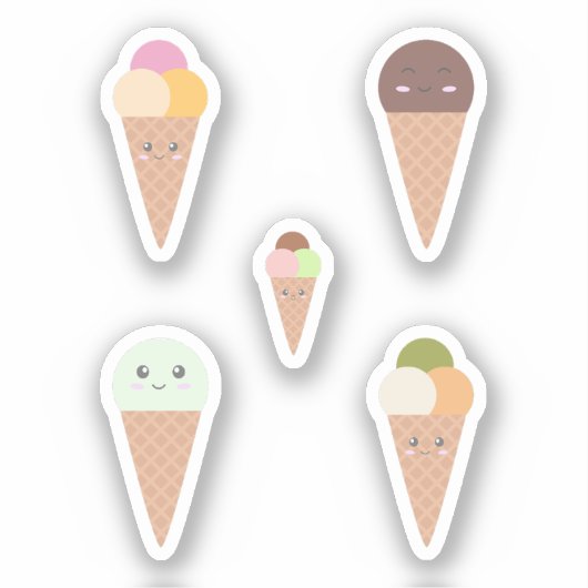 Cute Ice Cream Cone Stickers set (Voorkant)