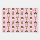 Cute Ice Cream Cone Whimsical Neapolitan Patroon Inpakpapier Vel (Voorkant 2)