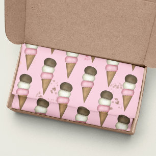 Cute Ice Cream Cone Whimsical Neapolitan Patroon Tissuepapier