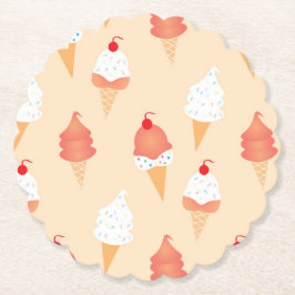 Cute Ice Cream Cone with Sprinkles Pattern Kartonnen Onderzetters