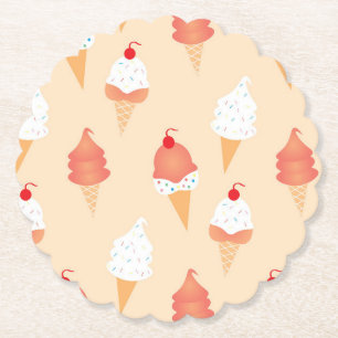 Cute Ice Cream Cone with Sprinkles Pattern Kartonnen Onderzetters