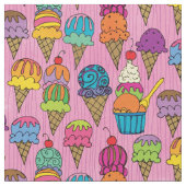 Cute Ice Cream Cones Dessert on Pink Girly Pattern Stof (Close Up)