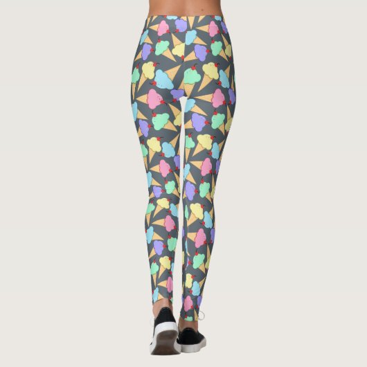 Cute Ice Cream Cones Pattern Leggings (Achterkant)