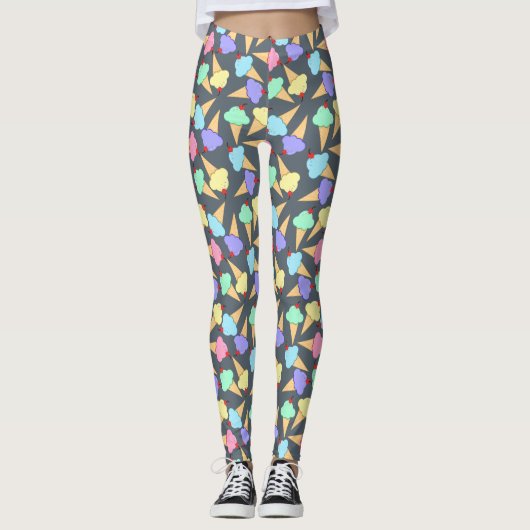 Cute Ice Cream Cones Pattern Leggings (Voorkant)