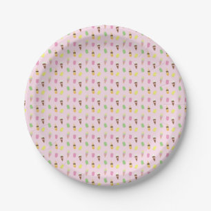Cute Ice Cream Cones, Popsicle Ice Blocks op Roze Papieren Bordje