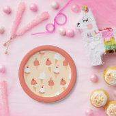 Cute Ice Cream Cones Sprinkles Cherries Papieren Bordje (Feest)