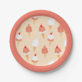 Cute Ice Cream Cones Sprinkles Cherries Papieren Bordje (Voorkant)