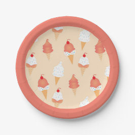 Cute Ice Cream Cones Sprinkles Cherries Papieren Bordje