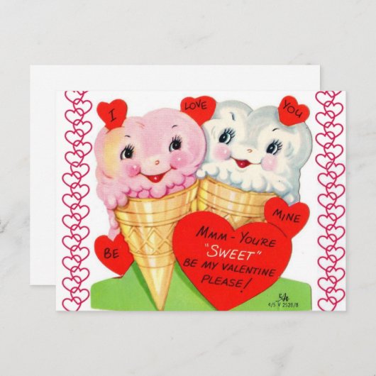 Cute  Ice Cream Cones Valentijn Briefkaart (Voorkant / Achterkant)