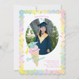 Cute Ice Cream Graduation Announcement Photo Kaart