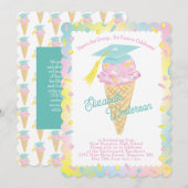 Cute Ice Cream Graduation Party Kaart (Voorkant / Achterkant)