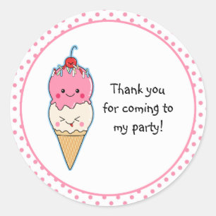 Cute Ice Cream Hartelijk dank Ronde Sticker