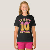 Cute Ice Cream Het is mijn 10e verjaardag 10 jaar  T-shirt (Voorkant volledig)
