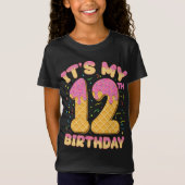 Cute Ice Cream Het is mijn 12e verjaardag 12 jaar  T-shirt (Voorkant)
