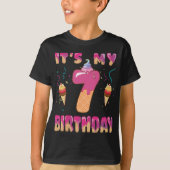 Cute Ice Cream Het is mijn 7e verjaardag Sweetie 7 T-shirt (Voorkant)