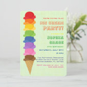 Cute Ice Cream Kids Birthday Party Invision Kaart (Staand voorkant)