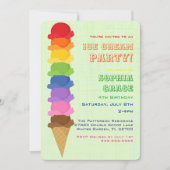 Cute Ice Cream Kids Birthday Party Invision Kaart (Voorkant)
