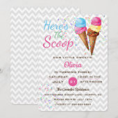 Cute Ice Cream Kids Birthday Party Invision Kaart (Voorkant / Achterkant)