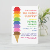 Cute Ice Cream Kids Birthday Party Invision Kaart (Staand voorkant)