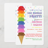 Cute Ice Cream Kids Birthday Party Invision Kaart (Voorkant / Achterkant)