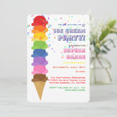Cute Ice Cream Kids Birthday Party Invision Kaart (Staand voorkant)