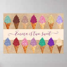 Cute Ice Cream Party Baby Girl 2 jaar of ouder