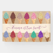 Cute Ice Cream Party Baby Girl 2 jaar of ouder Spandoek (Horizontaal)